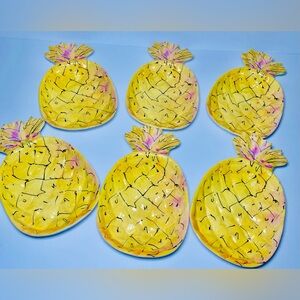 Pineapple Melamine Serving Set Tropical Outdoor Pool Party Set of 6